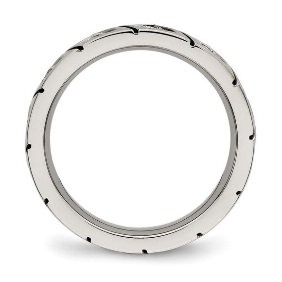 Kazi Luxury Chisel Titanium Polished with CZ 4mm Grooved Band - Picture 2 of 9